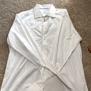 White Eton cuff link dress shirt.